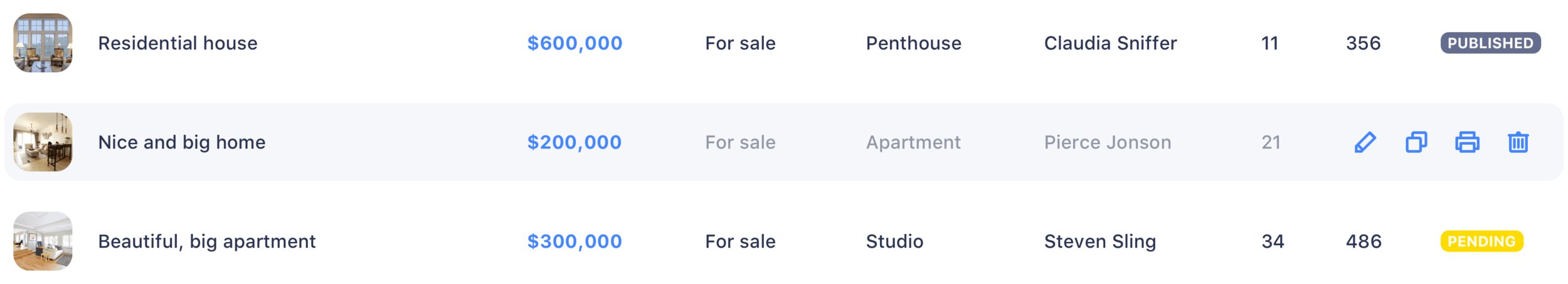 listing CRM website