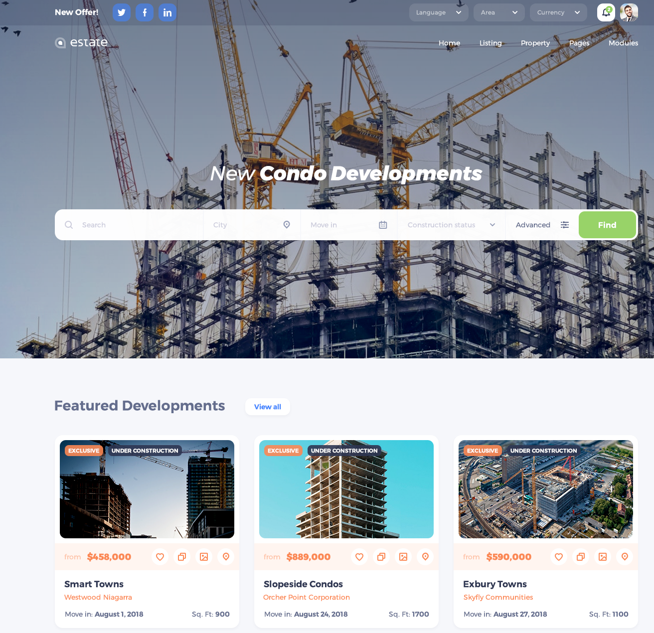 condo developments wordpress theme